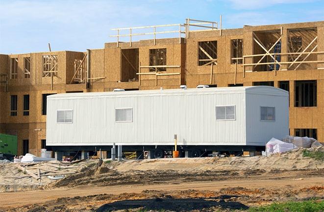 construction office rentals with signage for leasing information in Sunland